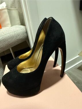 Walter Steiger Black Suede Platform Stiletto Pumps